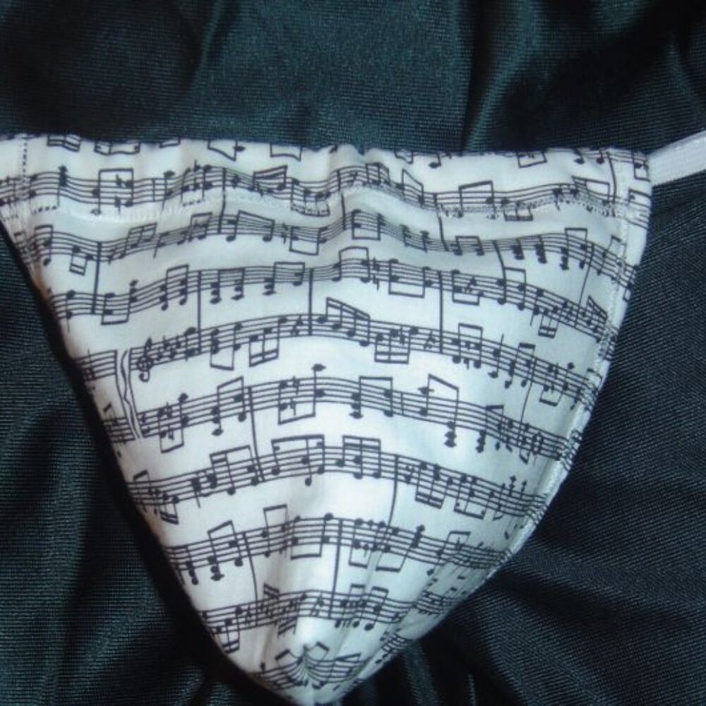 Mens MUSIC SHEET NOTES Band Instrument GString Thong Male Lingerie Underwear
